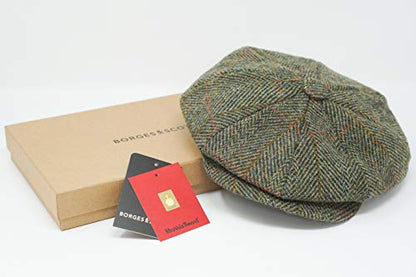Lomond Newsboy Cap - 100% Handwoven Wool - Harris Tweed - Water Resistant - color: Field Herringbone, size: Medium