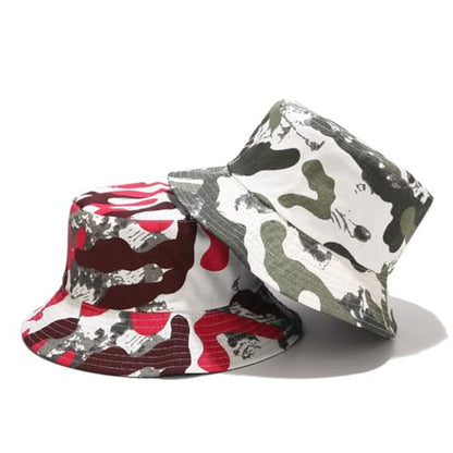 Quanhaigou Reversible Printed Bucket Hat,Summer Beach Outdoor Cap - color: Camo Green