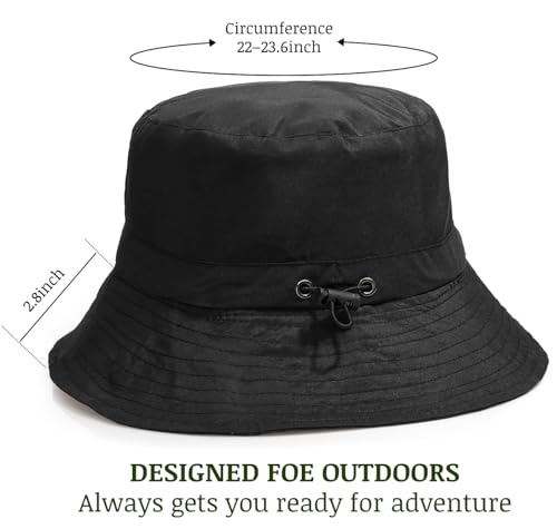 Unisex Waterproof Foldable Bucket Hat Packable Sun Cap for Hiking - color: Black