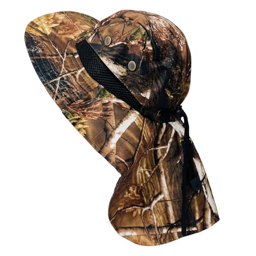 Packable and Adjustable Mesh Boonie Sun Hat with Neck Flap - color: Brown Pine Hardwoods Camo
