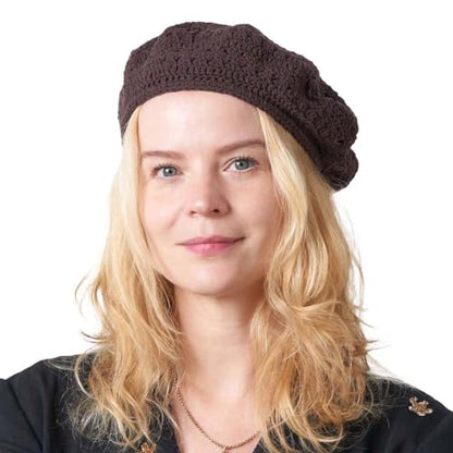CHARM Womens Mens French Beret Hat - Hand Knit 100% Cotton Crochet Caps Girl Scouts-Bohemian Style Summer Beanie - color: Dark Brown