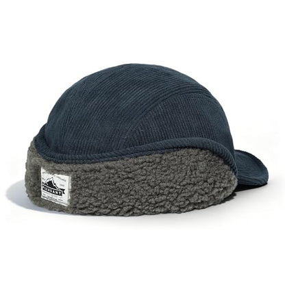 Clakllie Winter Earflaps Hat Short Brim Baseball Cap with Ear Flap Warm Trapper Hat Soft 5 Panel Style Russian Hats - color: Cdus-bsdt2501-dark Blue