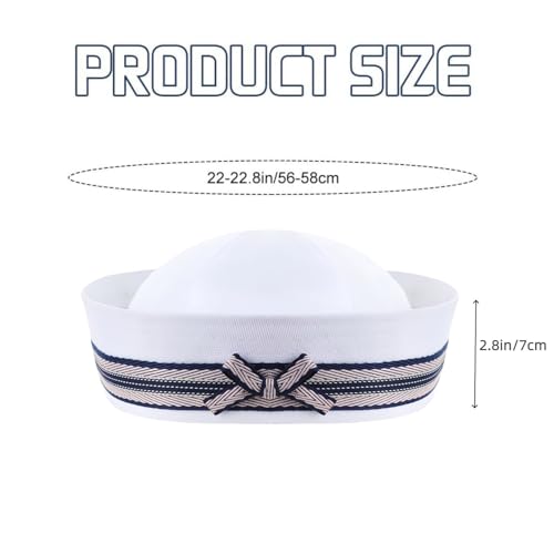 Sailor Hat White Sailor Cap with Bowknot Yacht Captain Hat Navy Costume Hat for Captain Birthday Halloween Costume - color: Striped Bowknot