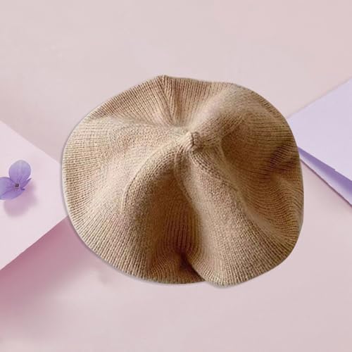 Infant Baby Boys Girls Beret Hat Fall Winter Knitted Beanie Hat Toddler Kids Beret Skull Hat French Artist Knit Hat - color: A-khaki