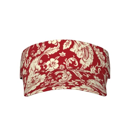 USA Visor Hat Sun Adjustable Sports Beach Cap Men Women Adults - color: Boho-red Paisley 1
