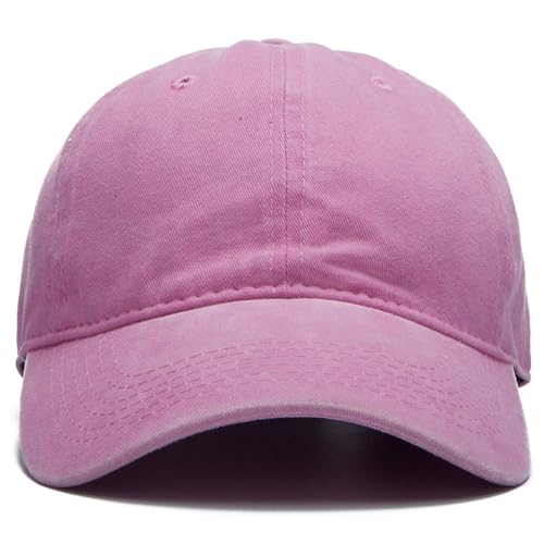 Edoneery Baseball Cap for Men and Women, Low Profile Washed Cotton Dad Hat - color: Pink
