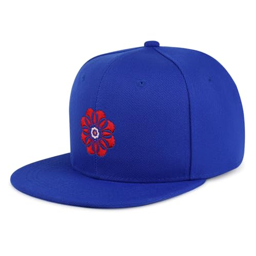 JPAK Flower Ornament Hip-Hop Snapback Hat Embroidered Baseball Cap Floral Embellishment - color: 07. Blue