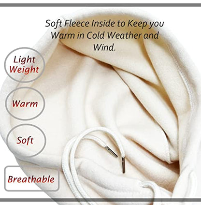Unisex Sporty Snood Hat with drawstring Hood Scarf Neck Warmer Winter Balaclava Hood - color: Ivory