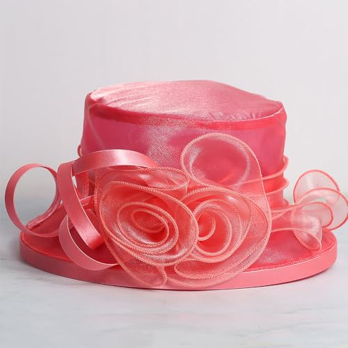 Floral Wedding Hat for Women's Tea Party Fascinators Kentucky Church Derby Hats - color: Watermelon Red