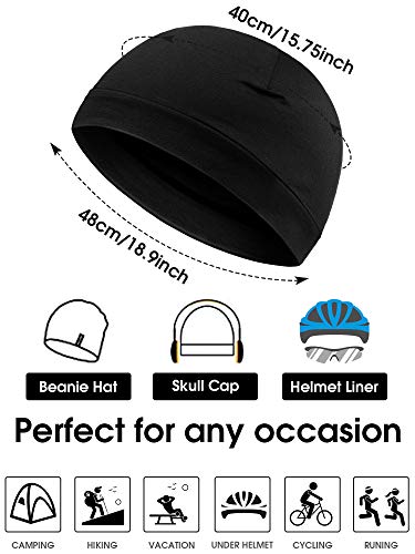 Syhood 4 Cotton Skull Caps for Men Women Sleep Night Hat Beanie - color: Black