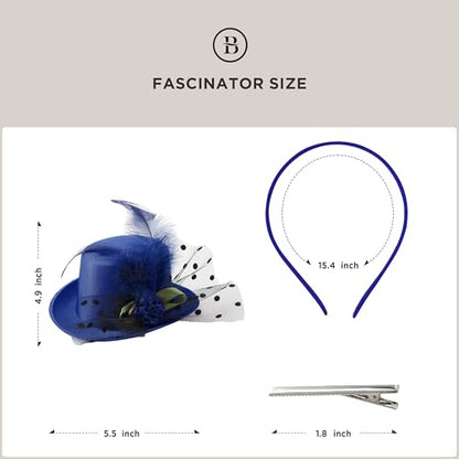 BABEYOND Mini Top Fascinators Hats for Women Feather 1920s Costume Hat - color: Blue