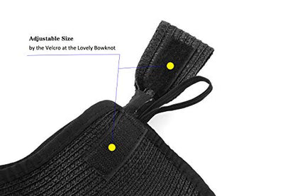 Women Sun Visors Foldable Straw Hats Summer Beach Packable Hat Floppy Wide Brim Cap Deep Style, Adjustable Size - color: Black 3