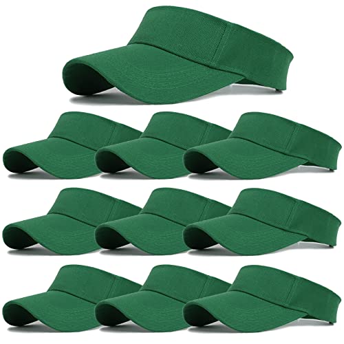 10 Pack Men Women Sun Visor Adjustable UV Protection Blank Sun Visor Hats Caps for Beach Pool Golf Tennis Sports - color: 10pack-green