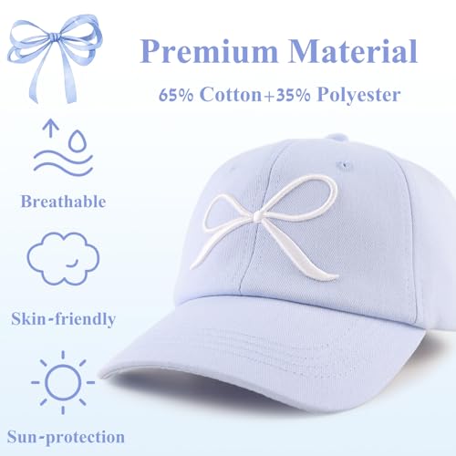 Zsedrut Girls Glitter Baseball Cap Kids Adjustable Ponytail Hat Toddler Summer Mesh Trucker Hats - color: Bow Style-skyblue