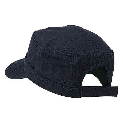 Garment Washed Adjustable Army Cap - color: Navy Osfm
