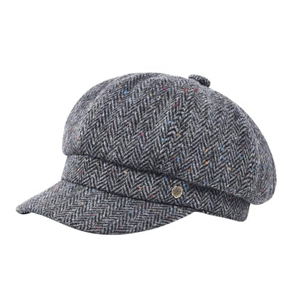 VOBOOM 8 Panel Wool Tweed Newsboy Gatsby Ivy Cap Golf Cabbie Driving Hat - color: Grey