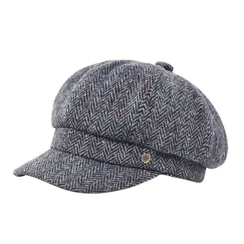 VOBOOM 8 Panel Wool Tweed Newsboy Gatsby Ivy Cap Golf Cabbie Driving Hat - color: Grey