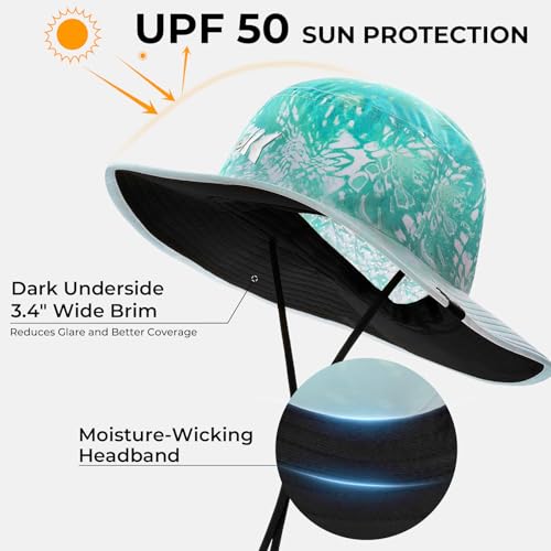 KastKing Sol Armis UPF 50 Boonie Hat for Sun Protection,Men Women - color: Prym1 Turquoise Fizz Fade