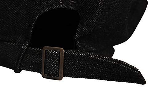 WITHMOONS Beret Hat Cool Denim Cotton British Style Strap Adjustable JDF1177 - color: Black