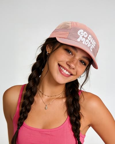 Clakllie Quick Dry 5 Panel Running Hat Breathable Mesh Hat Two-Tone Short Brim Hats Lightweight Baseball Cap Summer Sport Cap - color: Cdus-bssd2504-peach