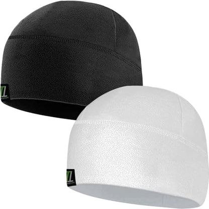 Temple Tape Tactical Fleece Watch Cap Beanie – Skull Cap Fleece Hat - Mens & Women - color: [2-pack] 1-black & 1-white, size: X-Large