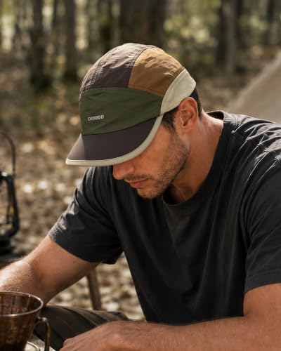 Clakllie Multicolor Short Brim Cap for Men Quick Dry 5 Panel Running Hat - color: Crsb09-brown/Armygreen