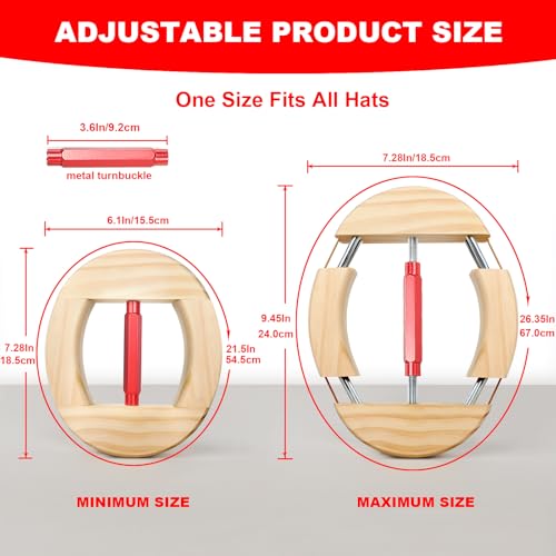 Hat Stretcher 4 Way, Hat Stretcher for Fitted Hats Size 6 7/8 to 8 1/2 - color: 4way Red