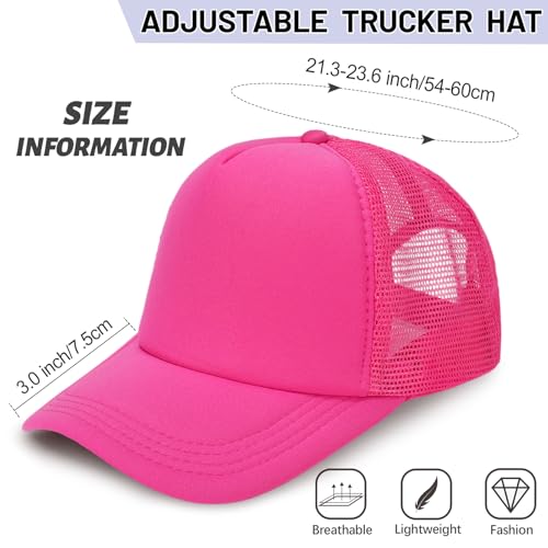 Ultrafun 10 Pack Trucker Hat Mesh Sublimation Blank Hats Adjustable Baseball Caps Hats for Men Women - color: Rose Red