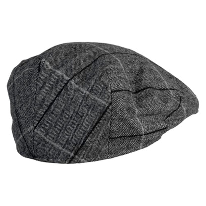 Large Plaid Wool Polyester Blend Ivy Cap - color: Grey, size: Large-X-Large