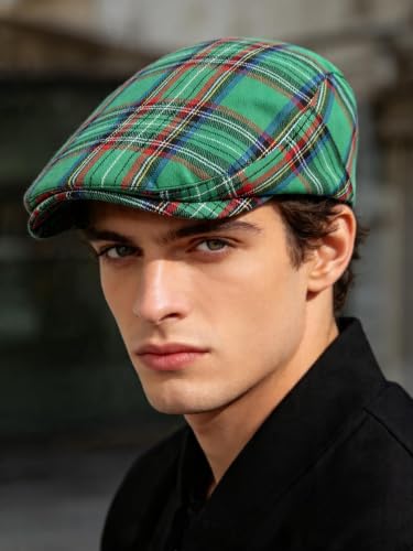 Idopy Men`s Classic Adjustable Ivy Irish Newsboy Golf Cap Hat - color: Green