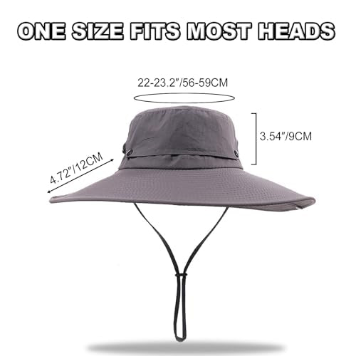 Fishing Sun Hat for Men UPF 50+ Wide Brim Boonie Hats for Summer - color: Dark Gray