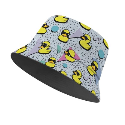 Amasnay Neon Bucket Hat Cotton Double-Side-Wear Reversible Sun Hat for Women Men, Summer Vacation Travel Beach Fisherman Hat - color: 80s 90s Duck