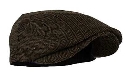 Wonderful Fashion Men's Classic Herringbone Tweed Wool Blend Newsboy Ivy Hat (Large/X-Large, Charcoal) - color: Dark Brown, size: Large-X-Large