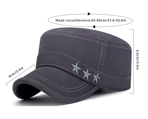 Unisex Flat Top Military Cadet Cap Outdoor Sun Hat - color: Grey