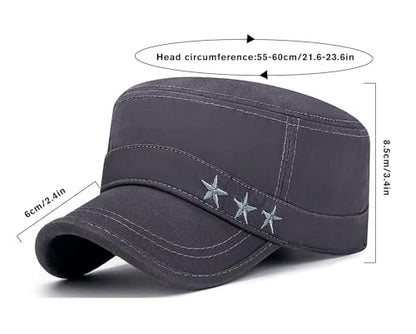 Unisex Flat Top Military Cadet Cap Outdoor Sun Hat - color: Grey