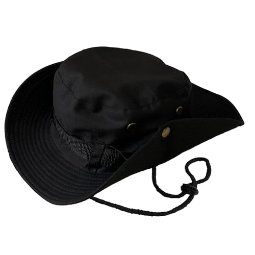 Taeku Sun Hat, Unisex Wide Brim Bucket Hat Sun Protection Cap Breathable Boonie Hat for Fishing Hiking Gardening Safari - color: Black