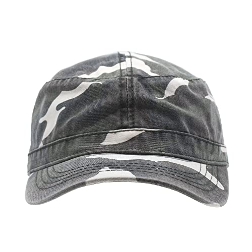 The Vintage Year Heavy Stitch Washed Cotton Cadet Hat Military Army Cap - color: Camo Gray, size: One Size