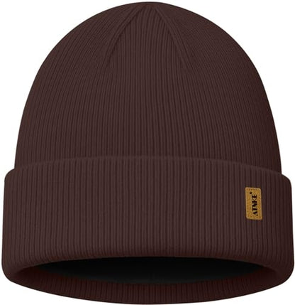 ATNKE Beanie for Men Women, Soft Warm Fleece Lined Winter Ski Beanies Hat Unisex Thick Stocking Knit Cuffed Skull Cap - color: #Coffee