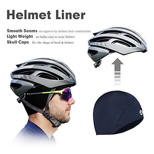 EMPIRELION Lightweight Thermal Skull Cap Ears Warm Cycling Helmet Liner Winter Running Beanie Hats Sweat Wicking - color: Black