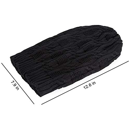 Surblue Unisex Trendy Beanie Warm Oversized Chunky Cable Knit Slouchy Woolen Hat - color: Black