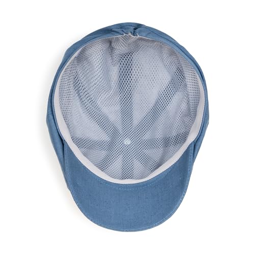 Sterkowski Model Rowdy | 100% Linen Newsboy Cap for Men and Women | Airy 8 Panel Paperboy Cap - color: Light Blue, size: 7 1/8
