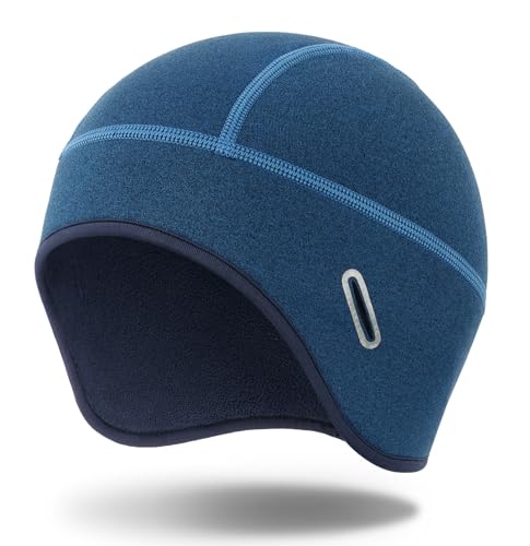 MELASA Winter Helmet Liner Skull Cap with Glasses Slots - color: Blue