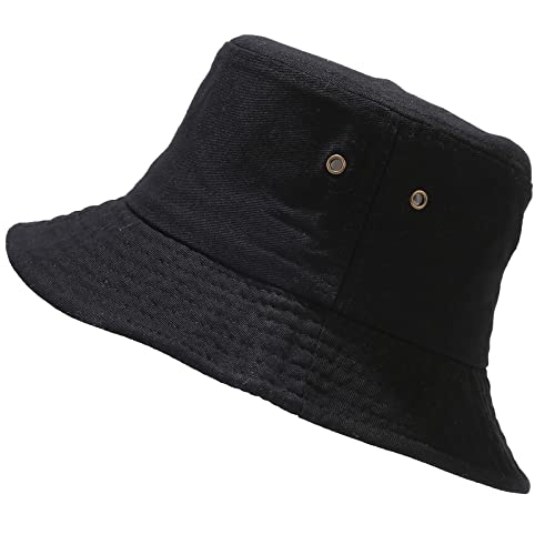 Unisex Bucket Hat Summer UPF 50+ Sun Protection Outdoor Beach Fishing Travel Hiking Hat - color: Black