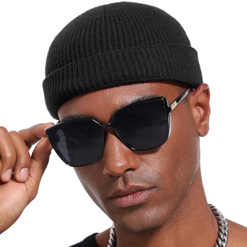 vidsel Thin Wool Fisherman Beanie Hat for Men Women Fall Winter Fashion Cap - color: 1-black