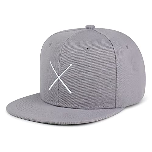 JPAK Drum Stick Hip-Hop Snapback Hat Embroidered Baseball Cap Drummer - color: 02. Light Grey