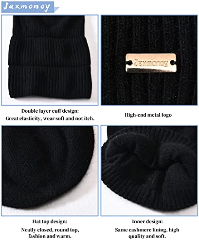 jaxmonoy Slouchy Beanies for Women Winter Lightweight Ladies Knit Hat Cuffed Soft Warm Slouch Beanie Cap - Brown - color: New Black
