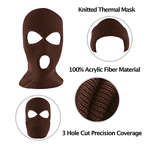 Super Z Outlet Knit Sew Acrylic Outdoor Full Face Cover Thermal Ski Mask One Size Fits Most - color: Brown