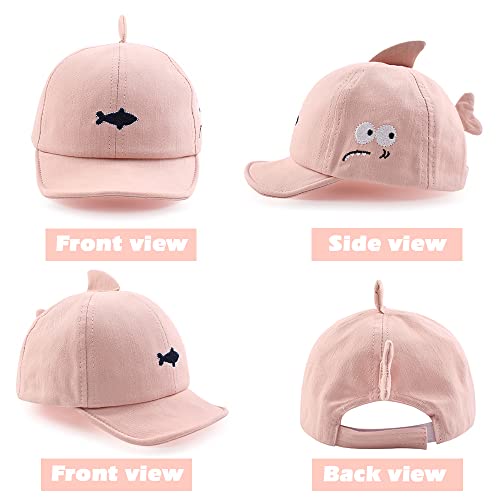 JANGANNSA Baby Duck Cap Infant Kids Sun Hat Bear Cute Cartoon Caps Spring Summer - color: Pink Shark, size: 3-18 Months