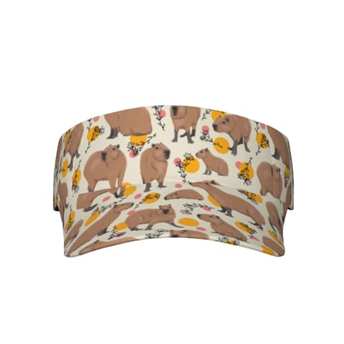 Sports Sun Visor Hats Adjustable Men Women Lightweight Packable Cooling Empty Top Visor Hat for Running, Tennis, Golf - color: Capybara