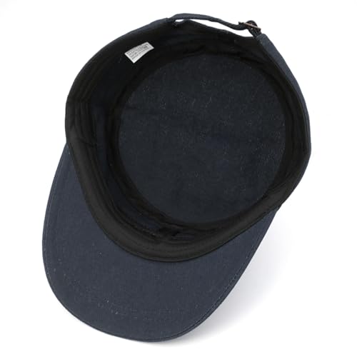 Unisex Army Cadet Cap Military Flat Top Basic Baseball Caps - color: Navy Blue
